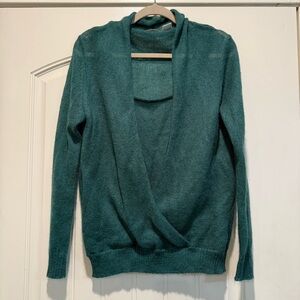 Brylane Mohair Blend Faux Wrap/tank Sweater Forest Green Size 10-12 Medium